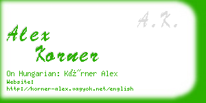 alex korner business card